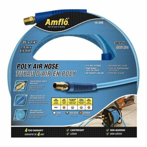 Amfo 25 ft. L Polyurethane Air Hose 300 psi Blue AMFL1225E